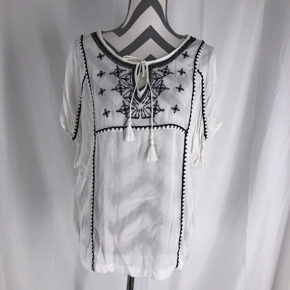 Womens Forever 21 Contemporary Short Sleeve - V Neck - Peasant Blouse / Top S